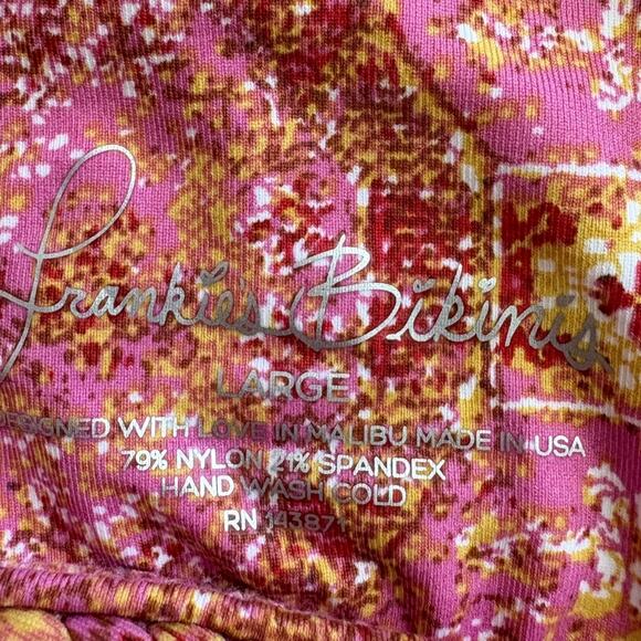 Frankies Bikinis Kaia Top Isla Pink Mosaic Print Strappy Back Bikini Top L NWT - Picture 7 of 7